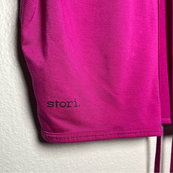 Stori Women Crop Shirt XS Hot Pink Open Back Tie Waist Ballerina Balletcore - Picture 4 of 7
